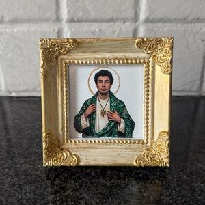 St. Luigi Saint Luigi Mangione Hand Painted Gold Antique Style Framed Picture
